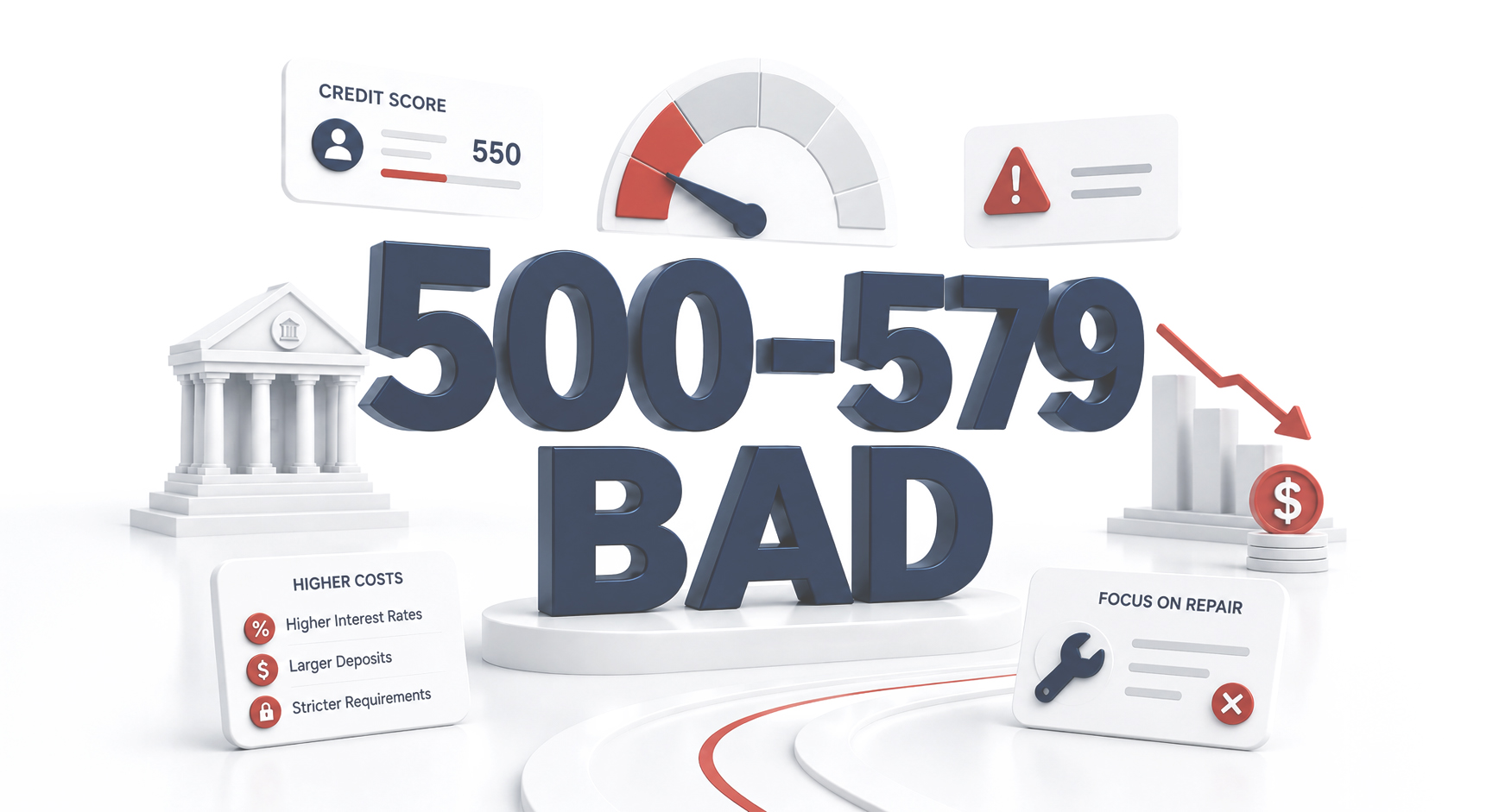 500 to 579 bad credit score illustration