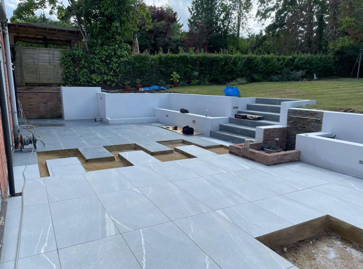 Landscaped garden with lighting