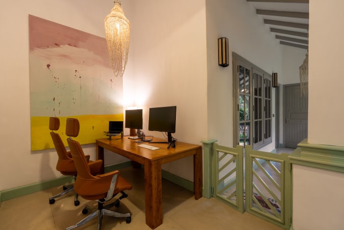 The work station on the veranda