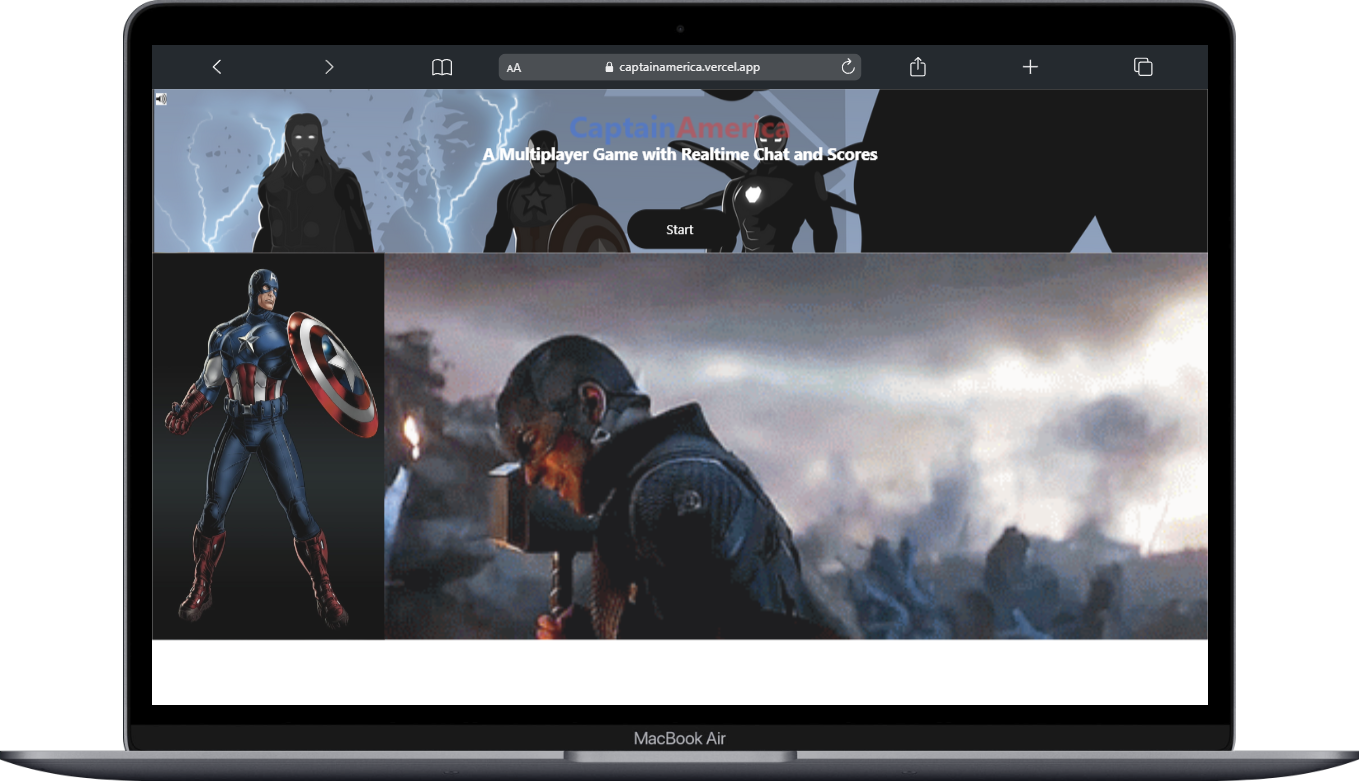 Captain America - Game  (Full Stack App)