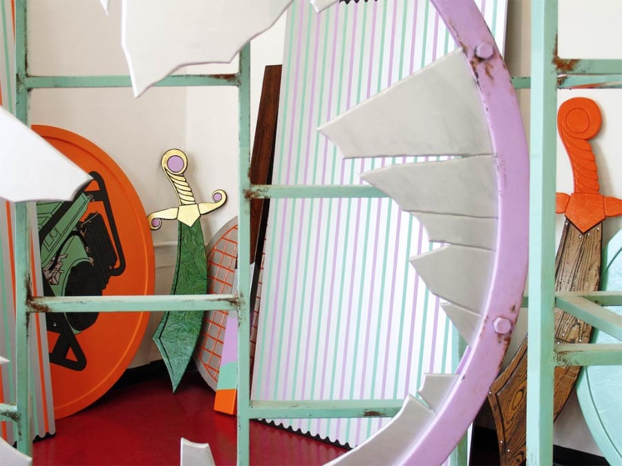 Gallery documentation of an installation of painted sculptures