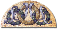 Image of a mosaic depicting three inter-linked wreaths