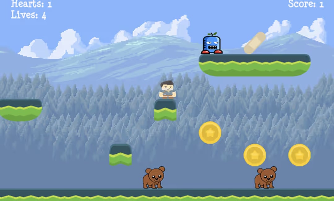 Un jeu de plateforme créé par un élève Codaquest