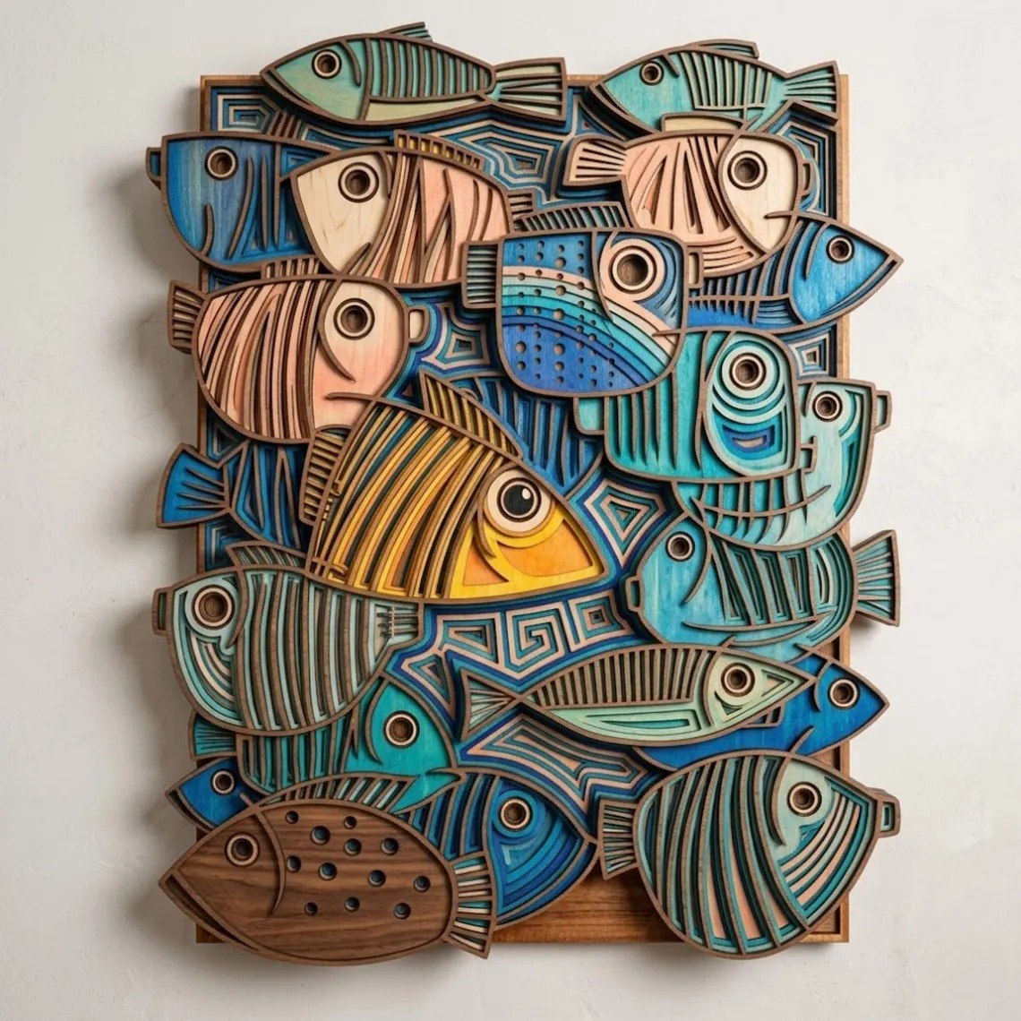 Nautical Fish Mutiples Layers Wooden Sign