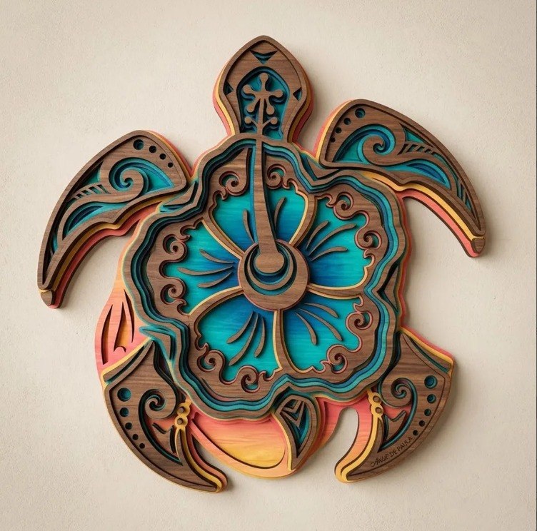 Hibiscus Sea Turtle Wooden Sign