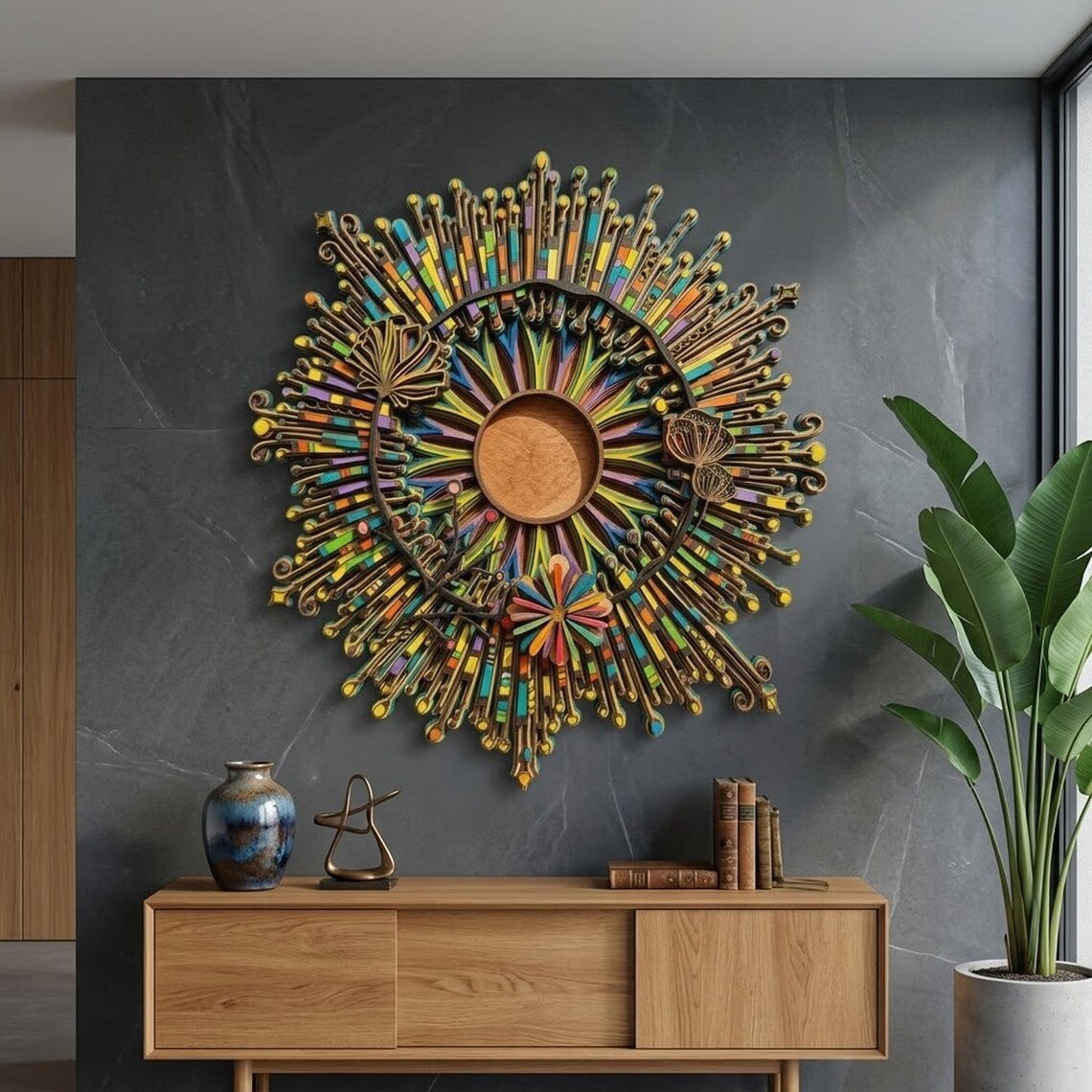 Boho Sunburst Wooden Sign