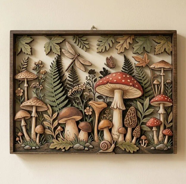 Vintage Mushroom Wooden Sign