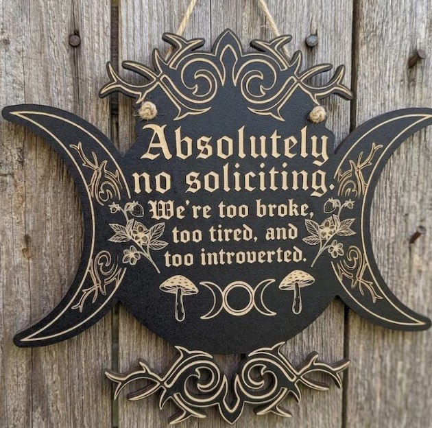 No Soliciting Witch Wooden Sign