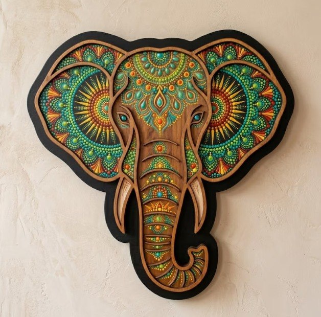 Boho Elephant Mandala Wooden Board