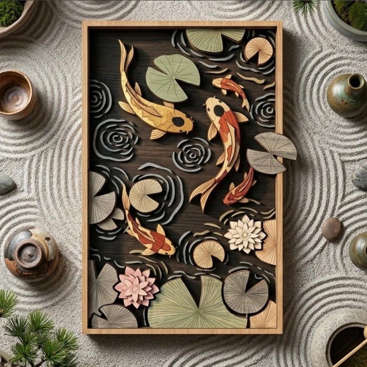 Koi Fish Wooden Wall Art