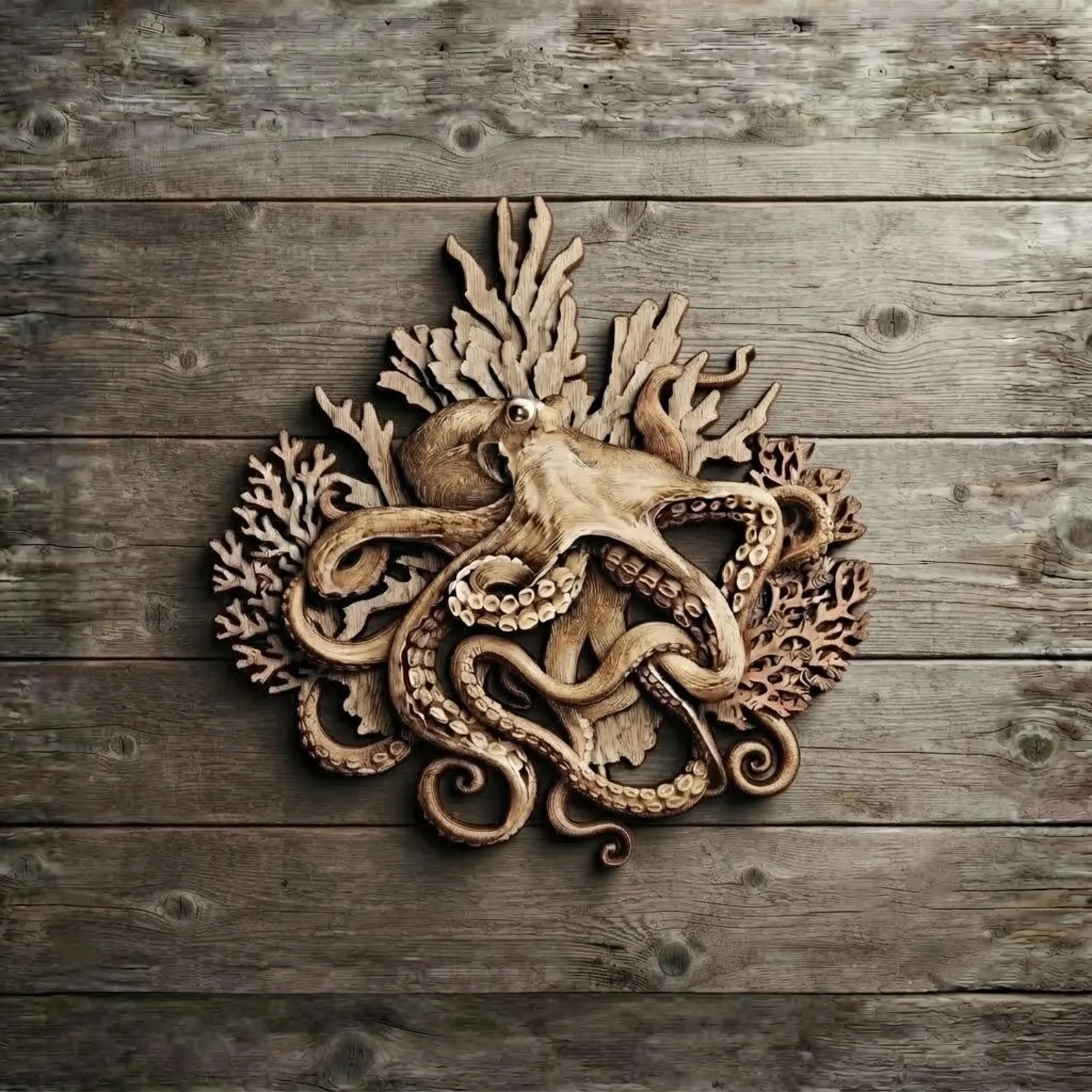 Coastal Octopus Wooden Wall Art