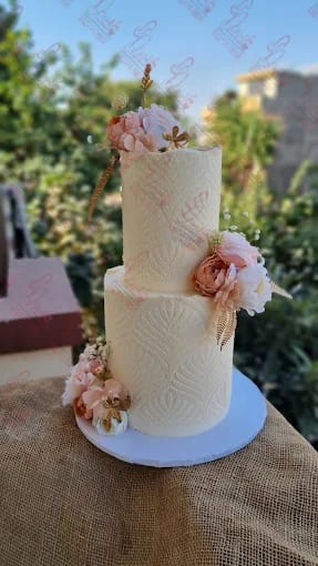 Two Tier White Textured Buttercream Anniversary Cake Islamabad