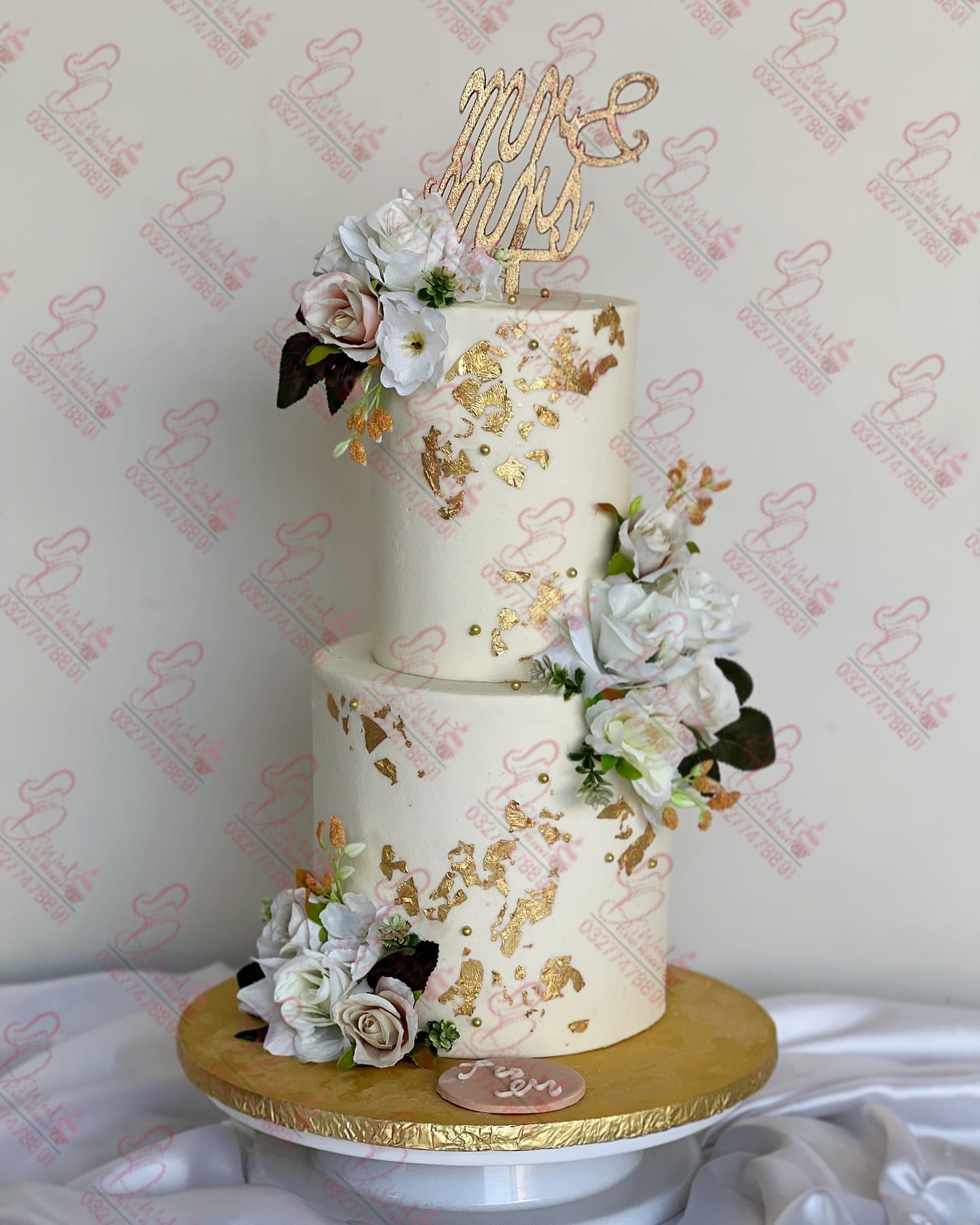 Two Tiered Wedding Cake White Frosting Islamabad