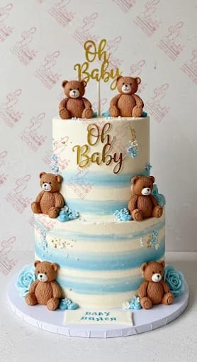 Oh Baby Blue Teddy Bear Cake Rawalpindi
