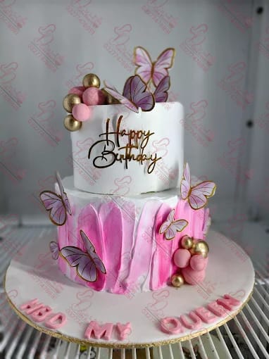 Butterfly Two Tier Baby Girl Cake Faisalabad