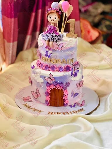 Two Tier Butterfly Baby Girl Cake Faisalabad