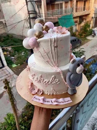 Two Tier White Pink Baby Girl Cake Faisalabad