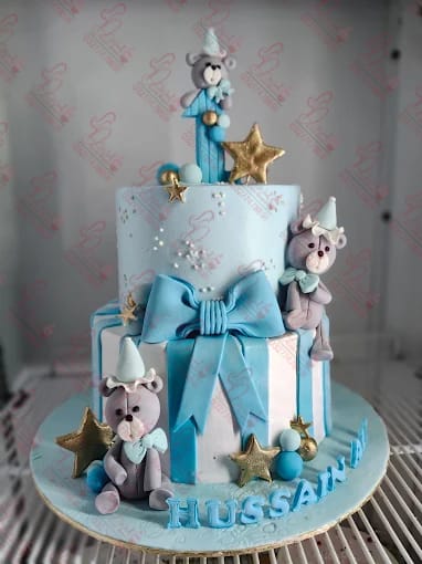 2 Tier Teddy Bear Baby Girl Cake People’s Colony No.2 Faisalabad