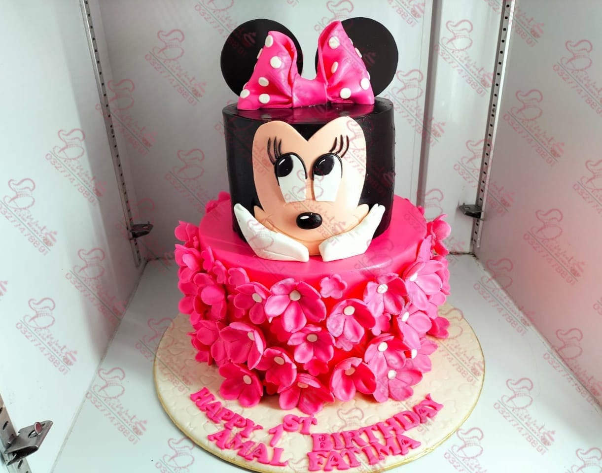 Two Tier Minnie Mouse Baby Girl Cake Faisalabad