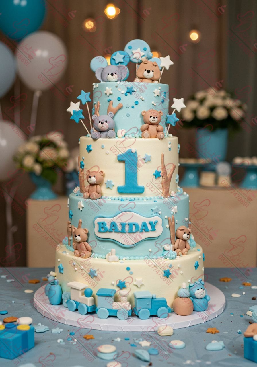 Four Tier Teddy Bear Cake Faisalabad