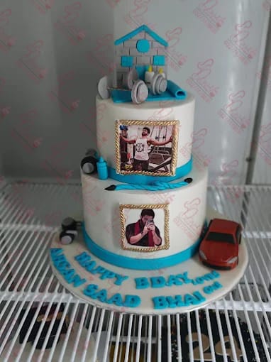 Gym and Car Theme 2 Tier Birthday Cake Faisalabad