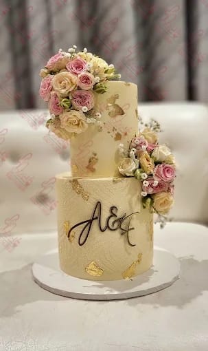 Nikkah Initials Two Tier Birthday Cake Faisalabad