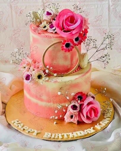 Two Tier Pink White Watercolor Wedding Cake Rawalpindi