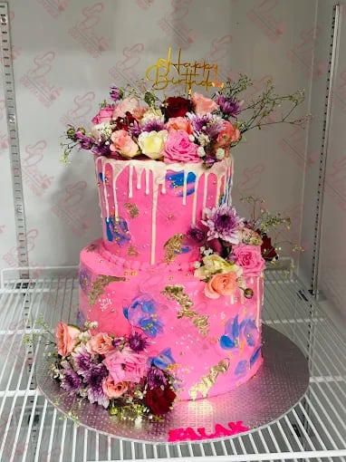Two Tier Pink Drip Birthday Cake Rawalpindi