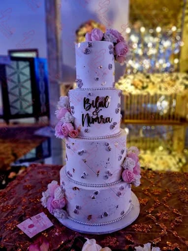 White Pink Floral 3 Layer Birthday Cake Rawalpindi