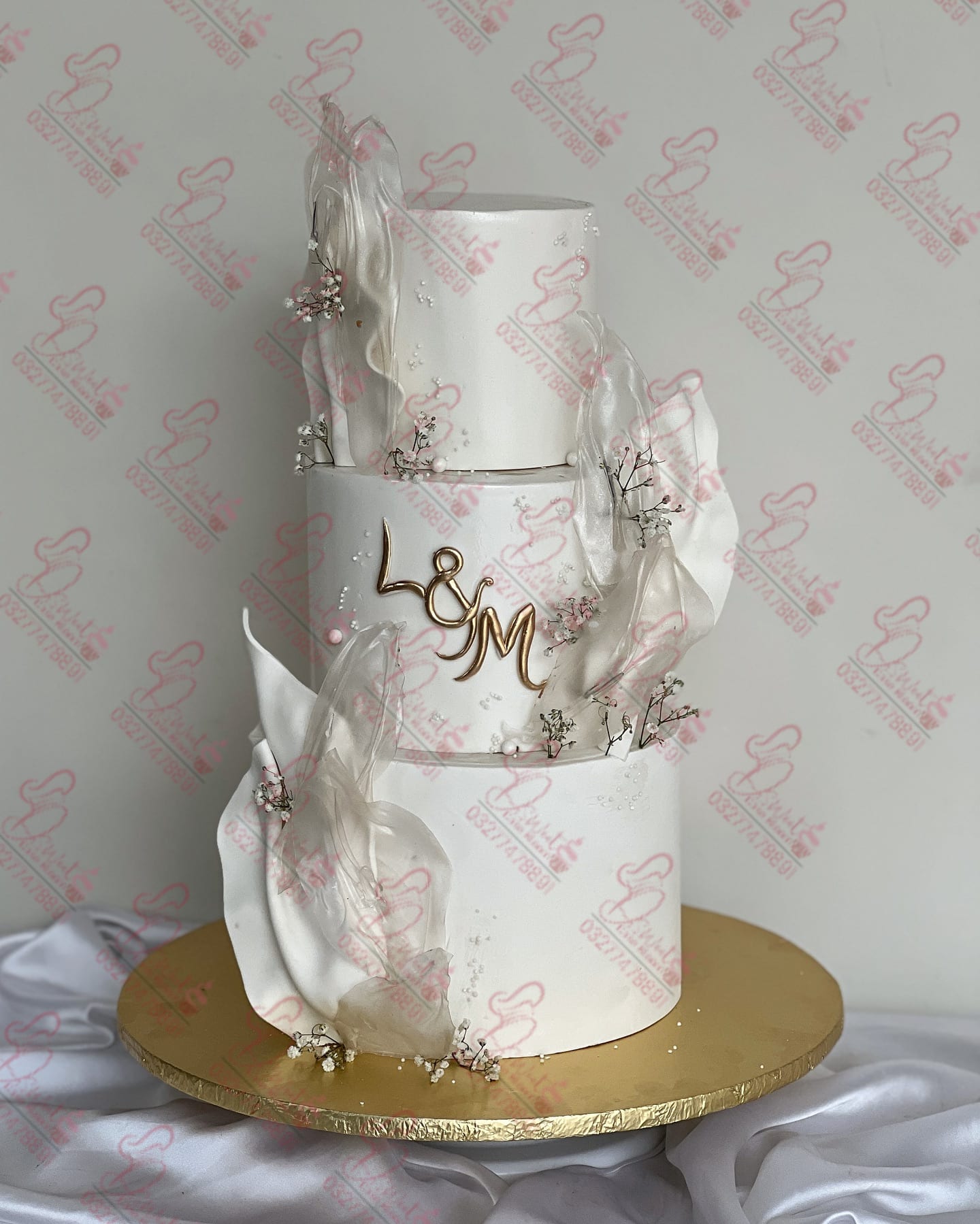 Three Tier White Wedding Cake Rawalpindi