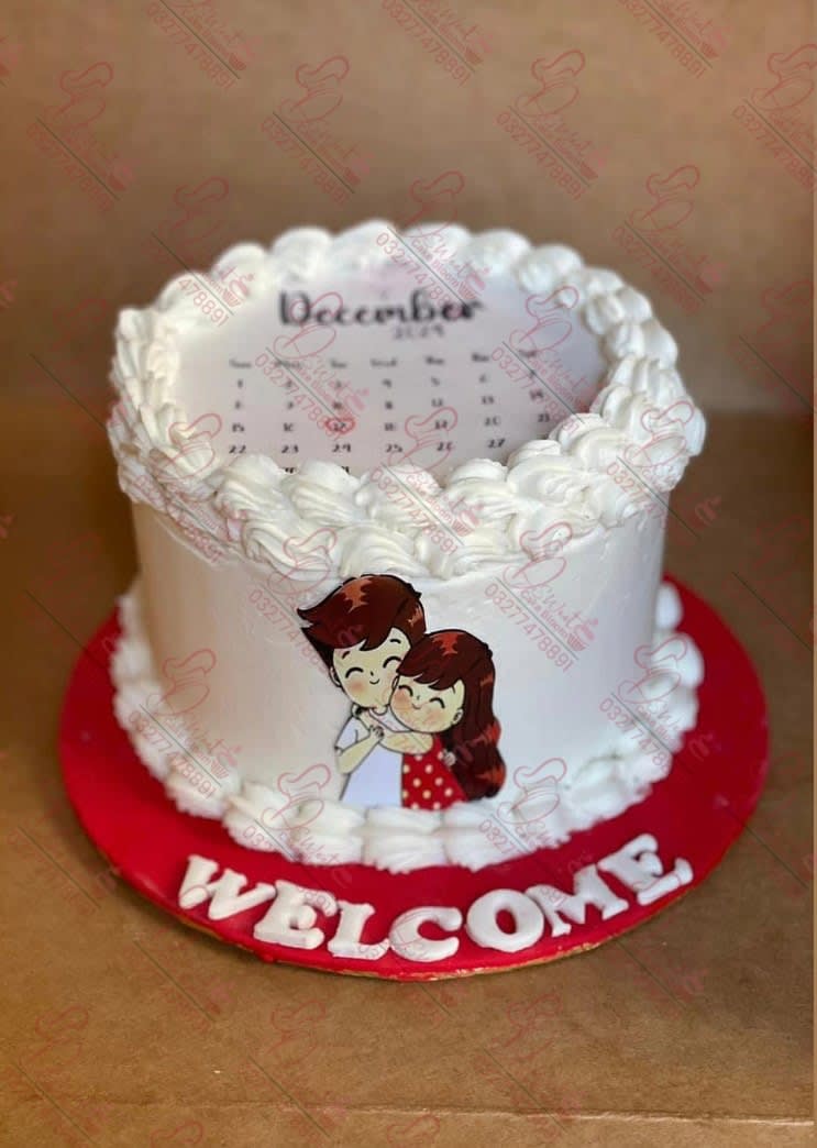 Custom Fire Calendar Anniversary Cake Islamabad