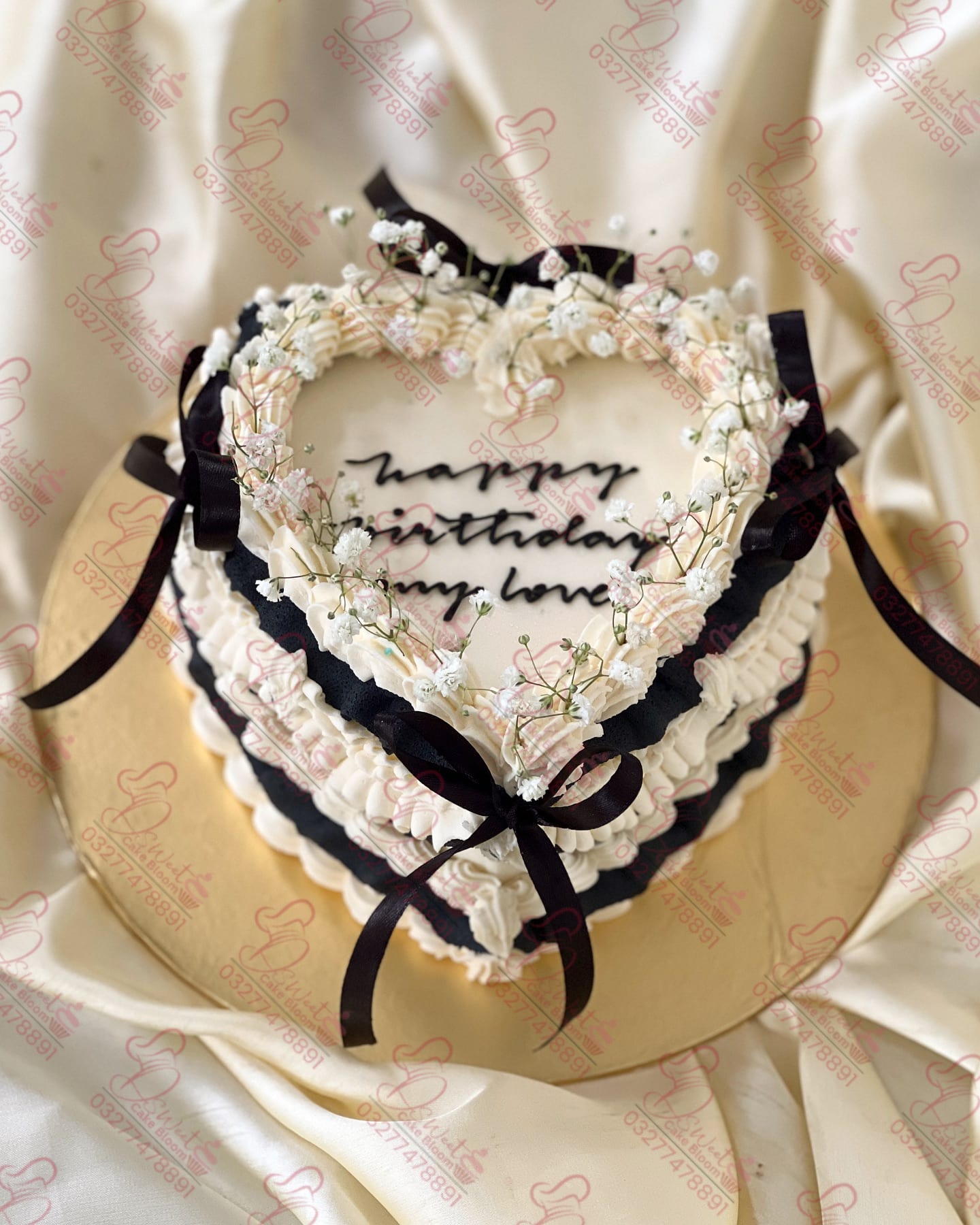 Black Ribbon Anniversary Cake Islamabad