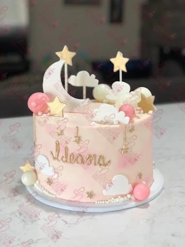 Sweet Dreams Moon Stars Baby Born Cake Rawalpindi