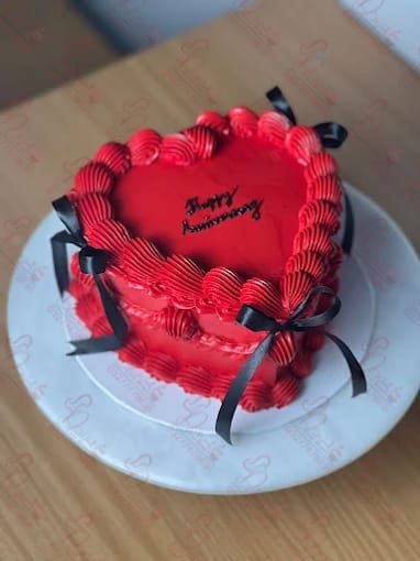 Red Heart Shaped Anniversary Cake Islamabad