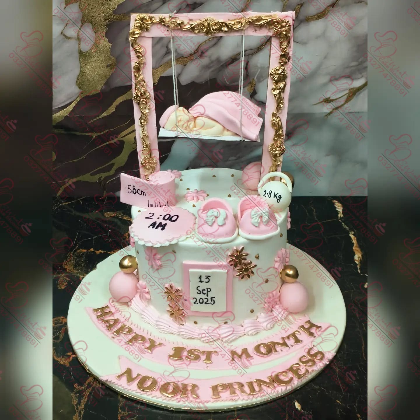 Baby Girl One Month Celebration Cake Rawalpindi