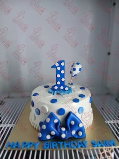 Blue Polka Dot Baby Boy Cake Rawalpindi