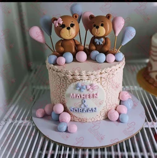 Teddy Bear Gender Reveal Customized Baby Boy Cake Rawalpindi
