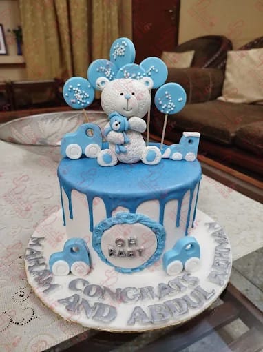 Teddy Bear Fondant Theme Customized Baby Boy Cake Rawalpindi