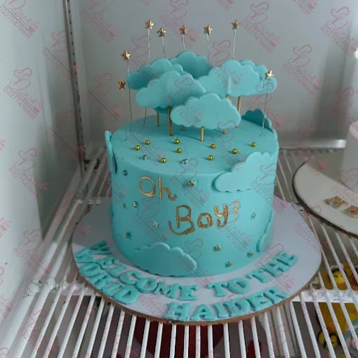 Light Blue Baby Shower Customized Baby Boy Cake Rawalpindi