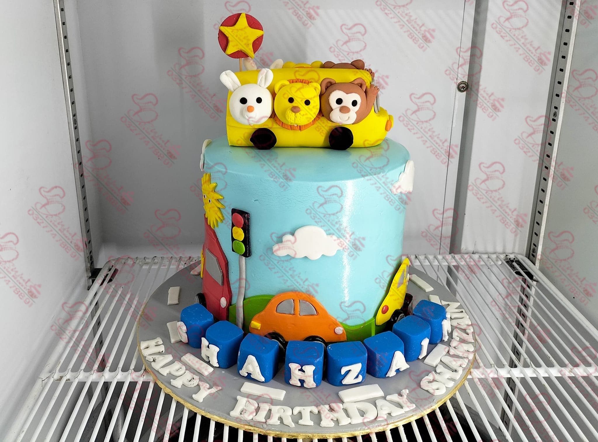 Wheels On The Bus Baby Boy Cake Islamabad Online