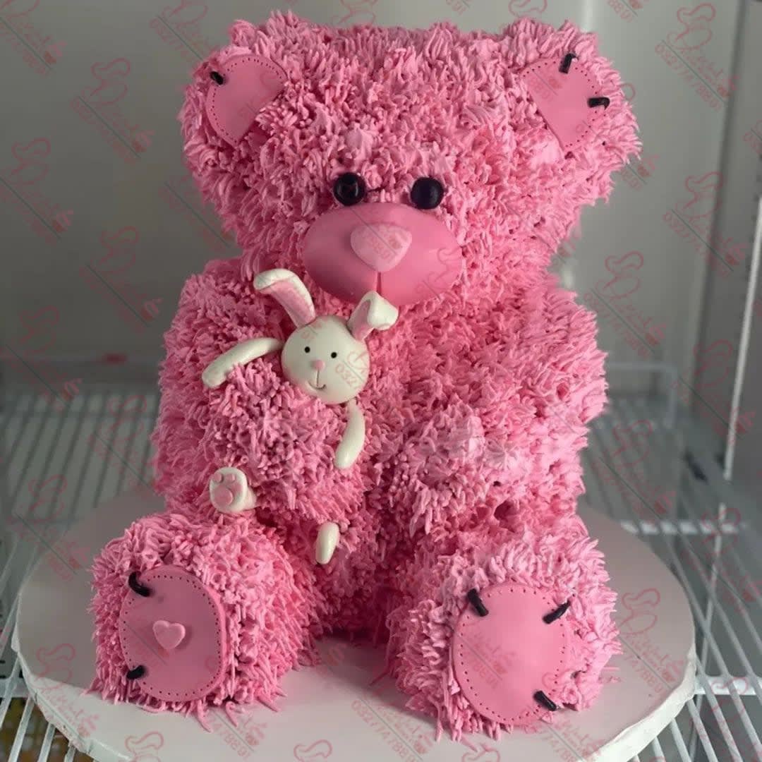 Teddy Bear Shape Baby Girl Birthday Cake Rawalpindi