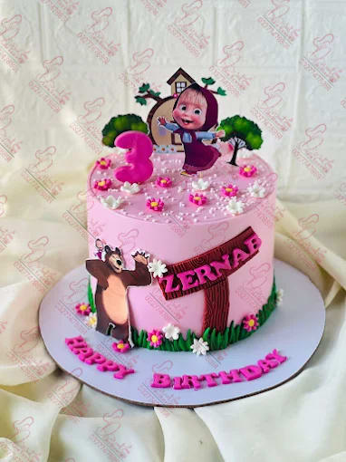 Masha and the Bear Baby Girl Birthday Cake Rawalpindi