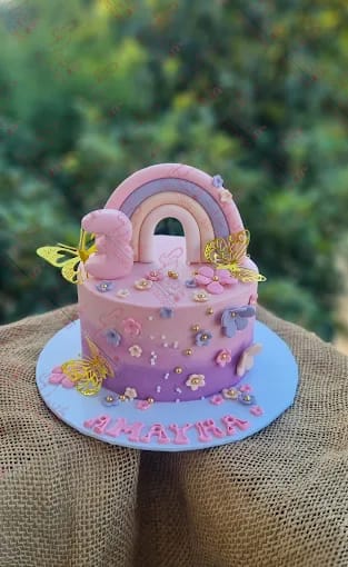 Pastel Rainbow Butterfly Baby Girl Cake Rawalpindi
