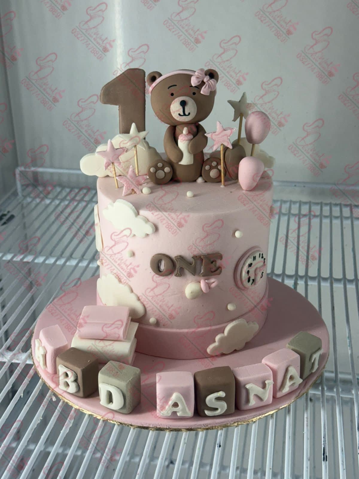 Teddy Bear First Birthday Cake for Baby Girl Rawalpindi