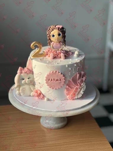 White Pink Ruffles Baby Girl Cake Faisalabad