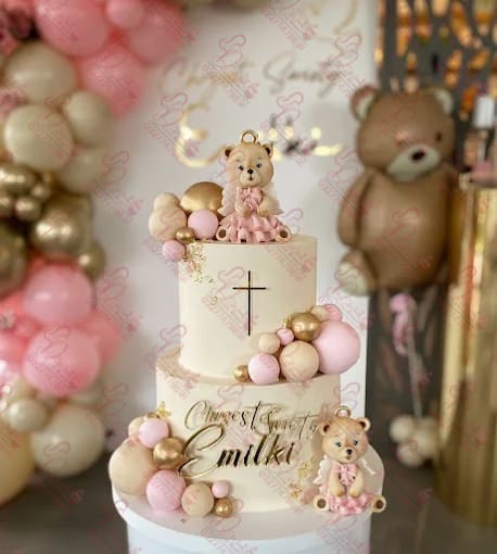Two Tier Baptism Baby Girl Cake Faisalabad