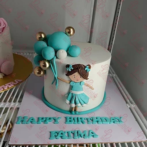 Teal White Elegant Baby Girl Cake Faisalabad