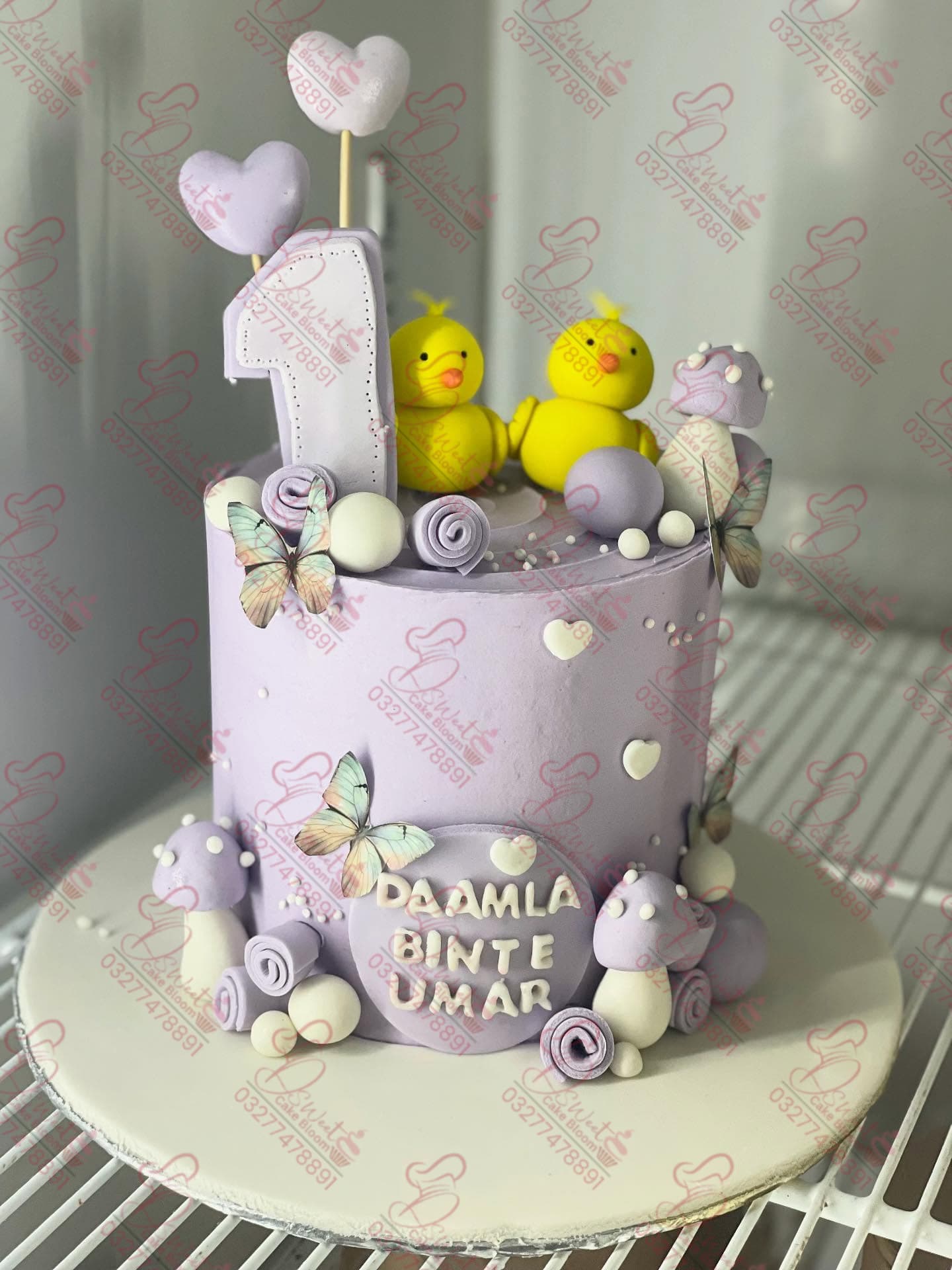 Baby Girl Ducks Butterflies Cake Faisalabad