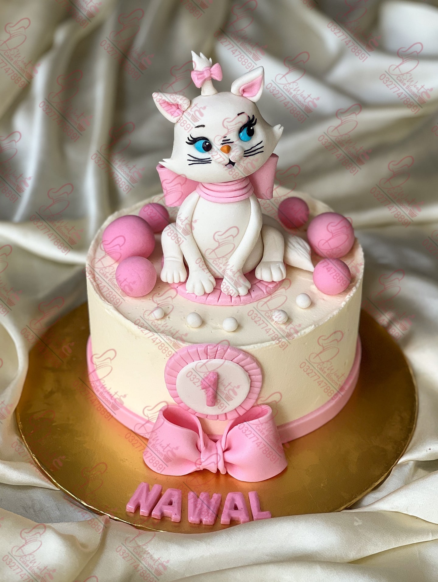 Marie Cat Themed Baby Girl Cake Faisalabad