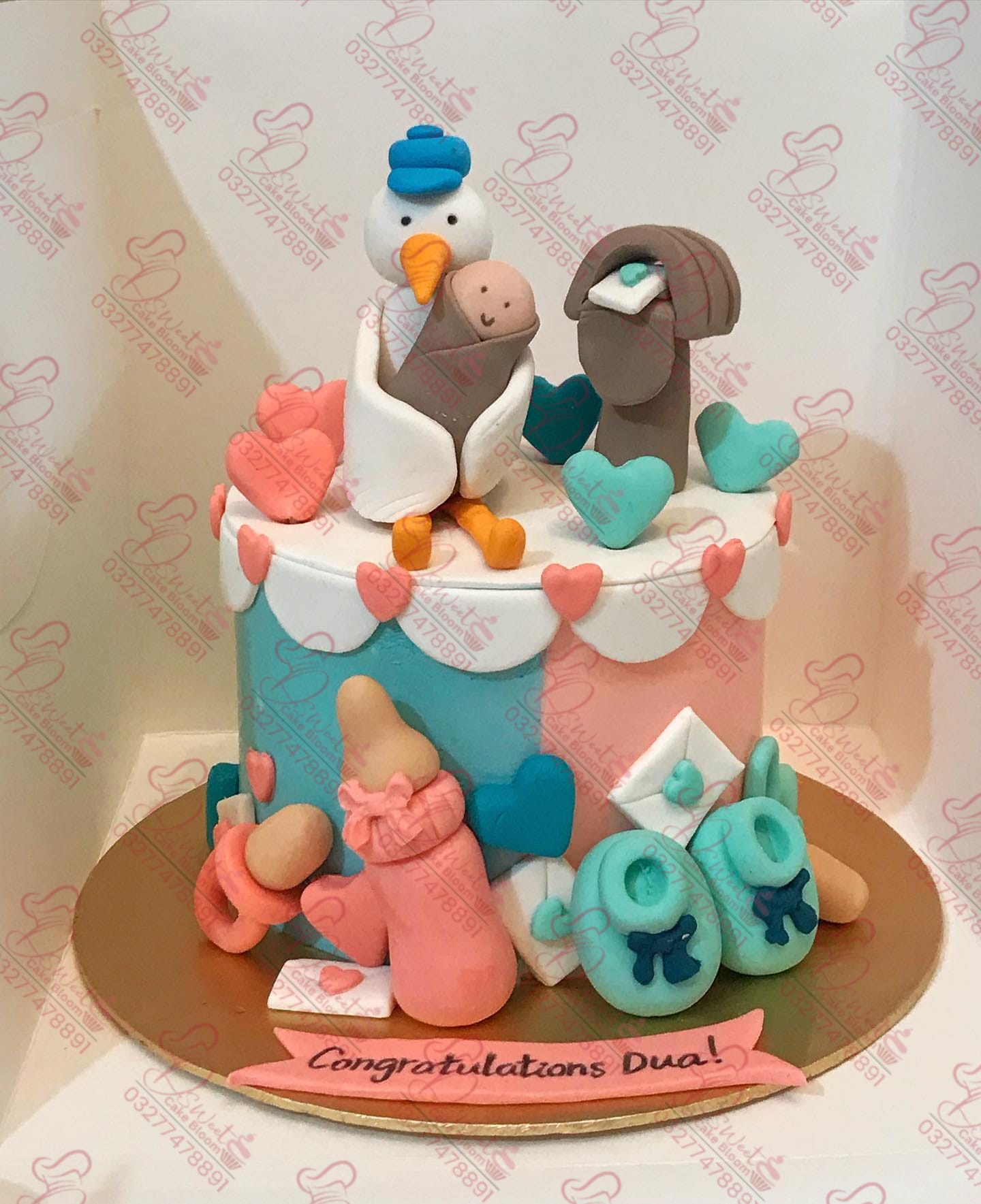 Baby Shower Stork & Bottle Cake in Islamabad